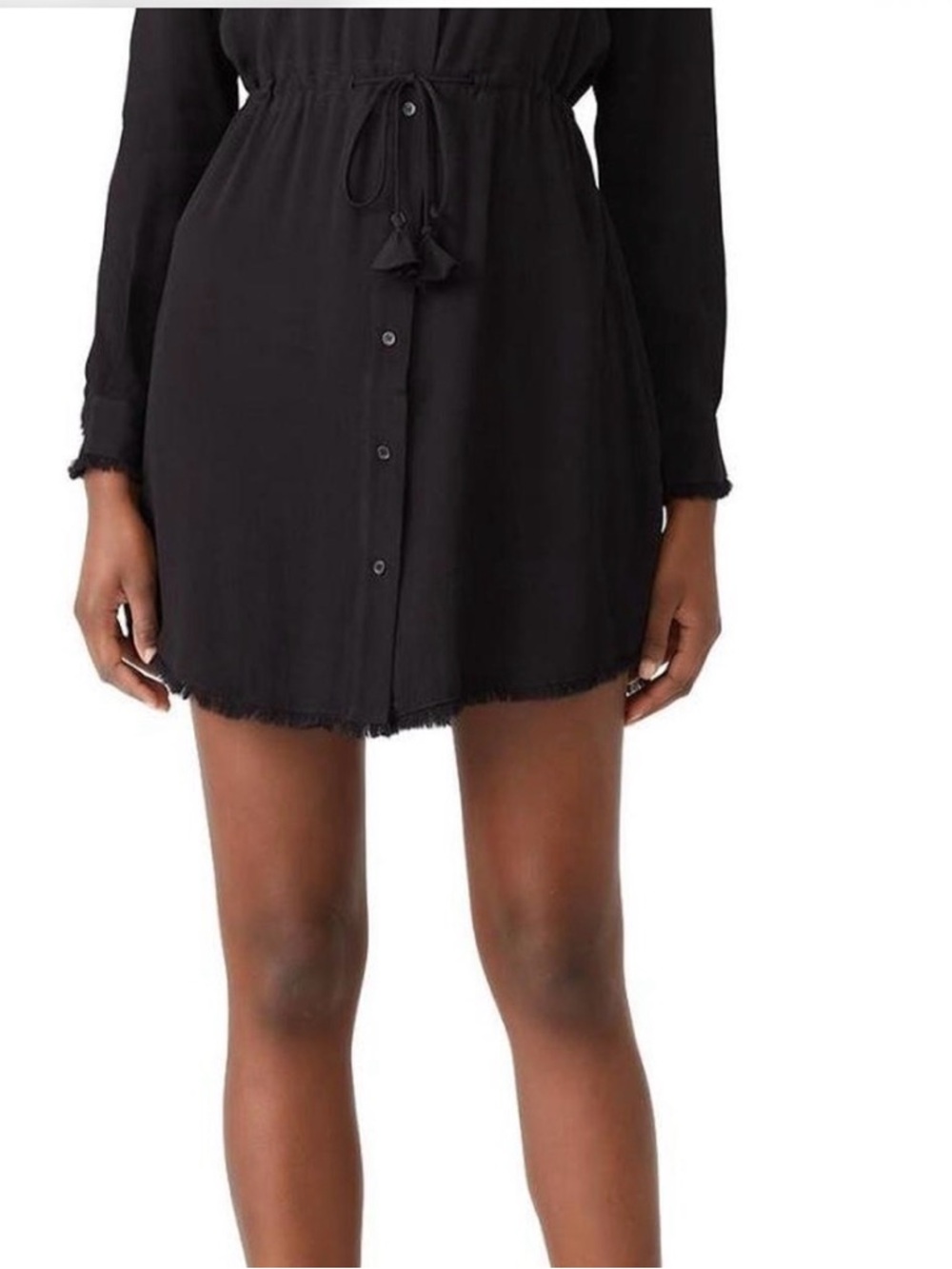 Greylin Black Button-Front Tie-Waist Mini Dress